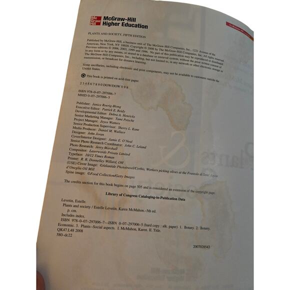 Plants & society 5th edition by Estelle levetin 9780077221256 mcgraw-hill - Picture 4 of 7